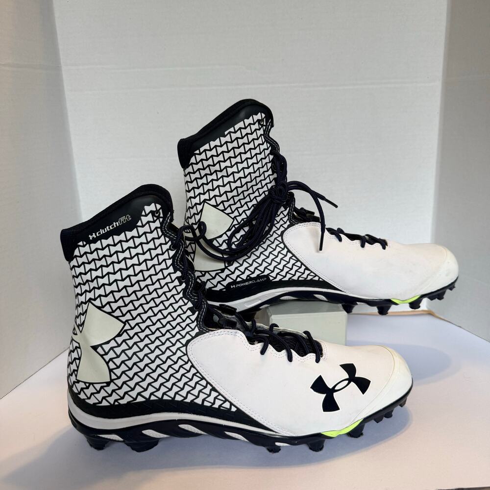 Under Armour ClutchFit High Top Football Cleats White Navy Mens 15 D - Picture 5 of 7